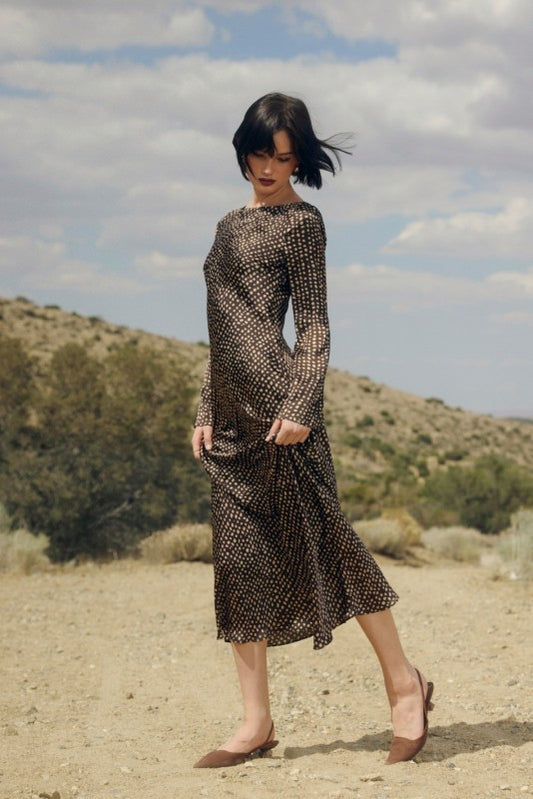 Smoke And Sand Boat Neck Maxi Dress