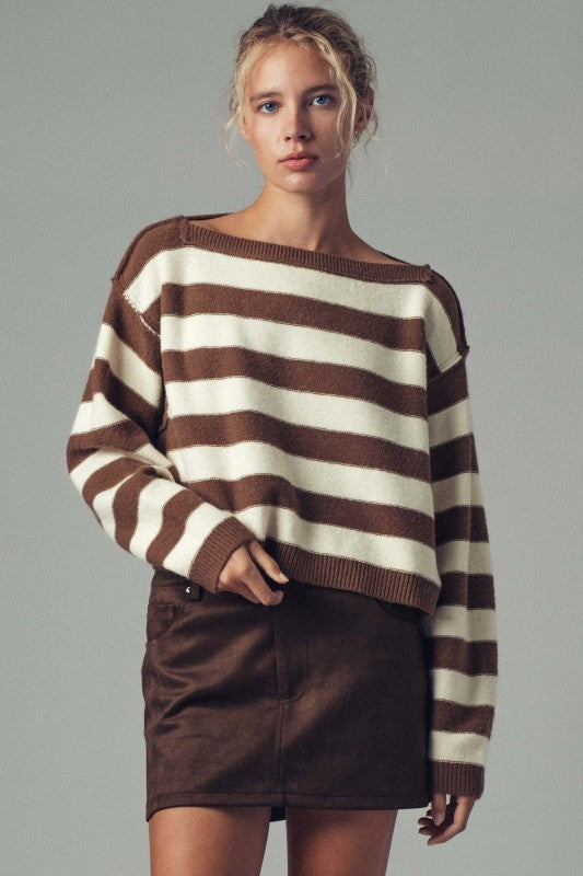 Striped Relaxed Fit Knit Sweater