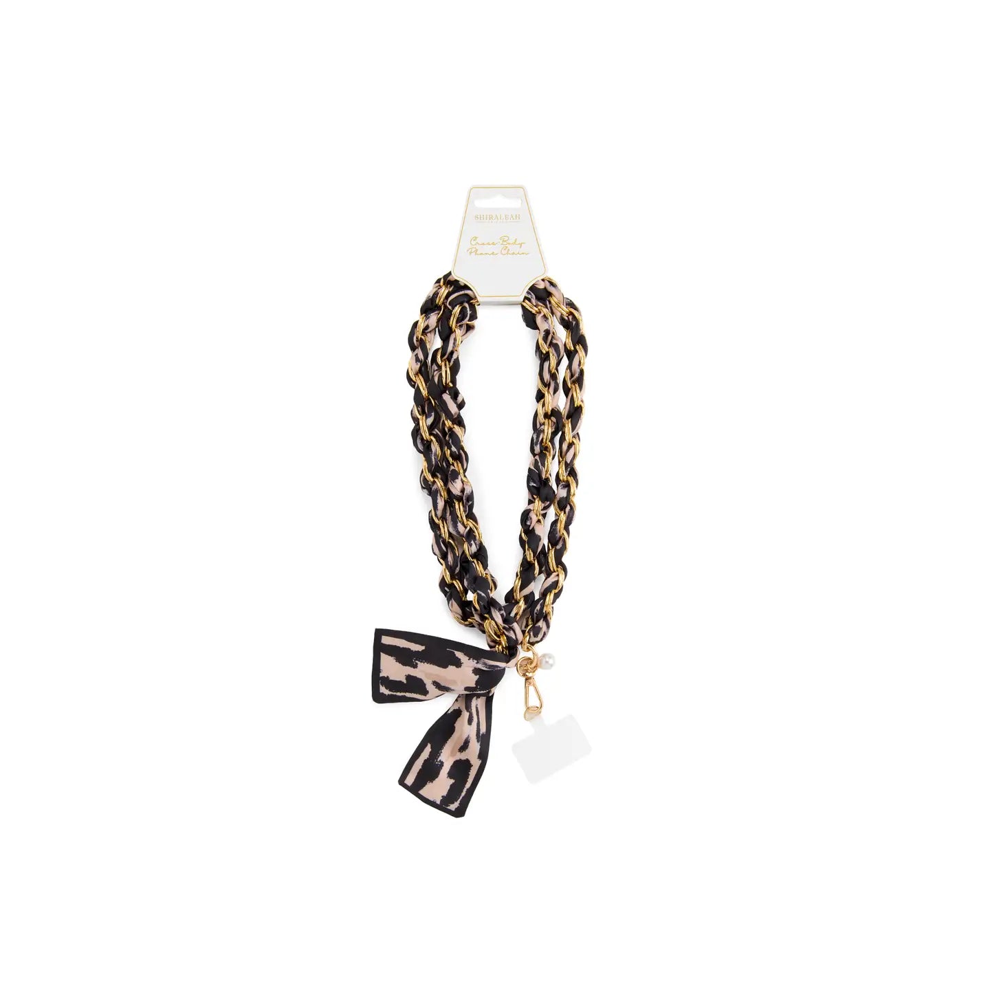 Animal Print Cross-Body Phone Chain, Leopard