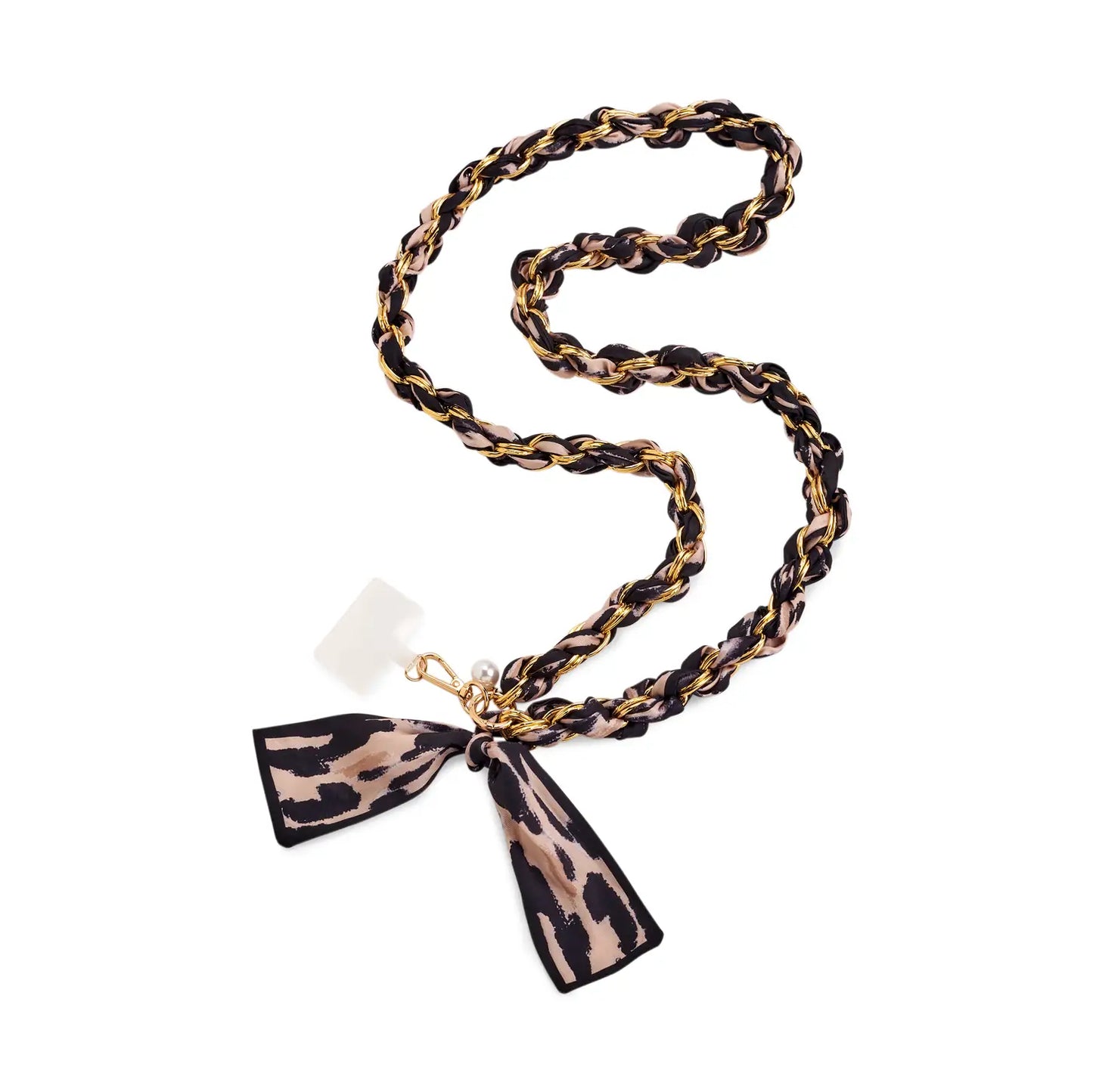 Animal Print Cross-Body Phone Chain, Leopard