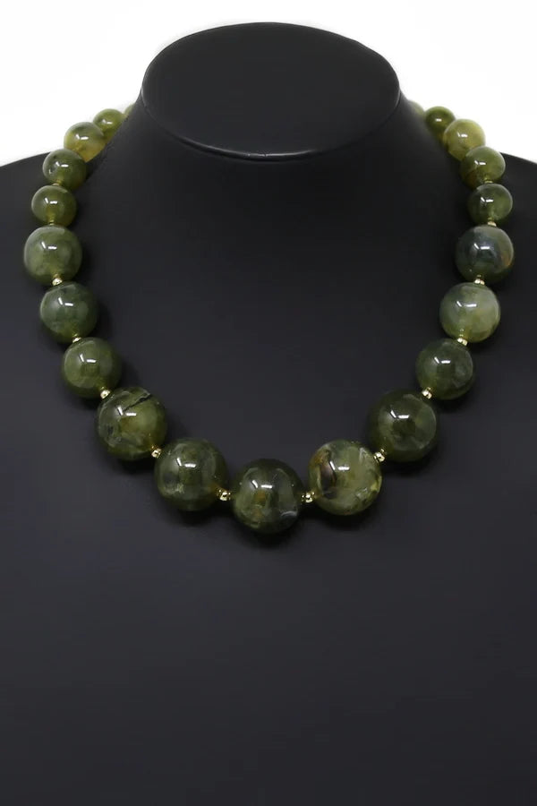 Acetate Marble Bead Short Necklace