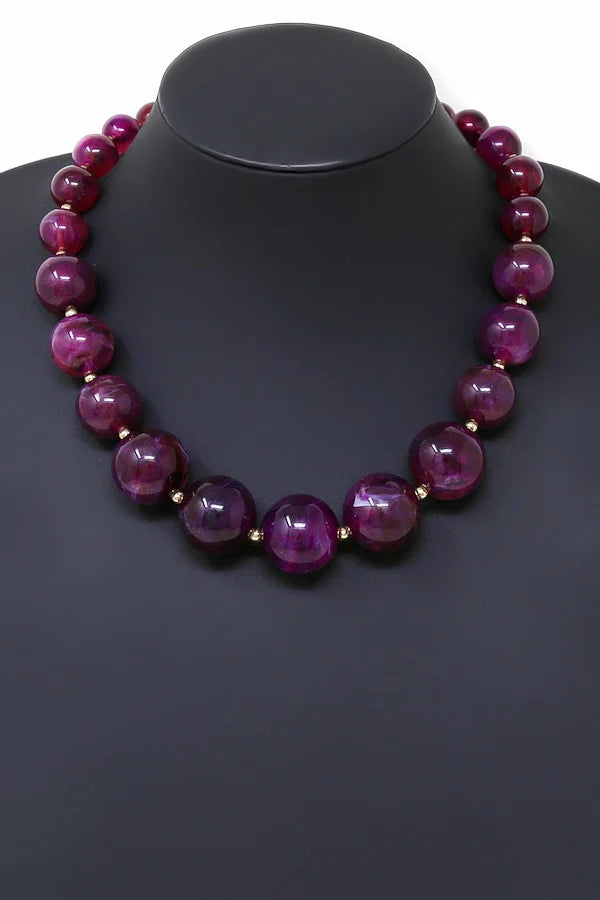 Acetate Marble Bead Short Necklace