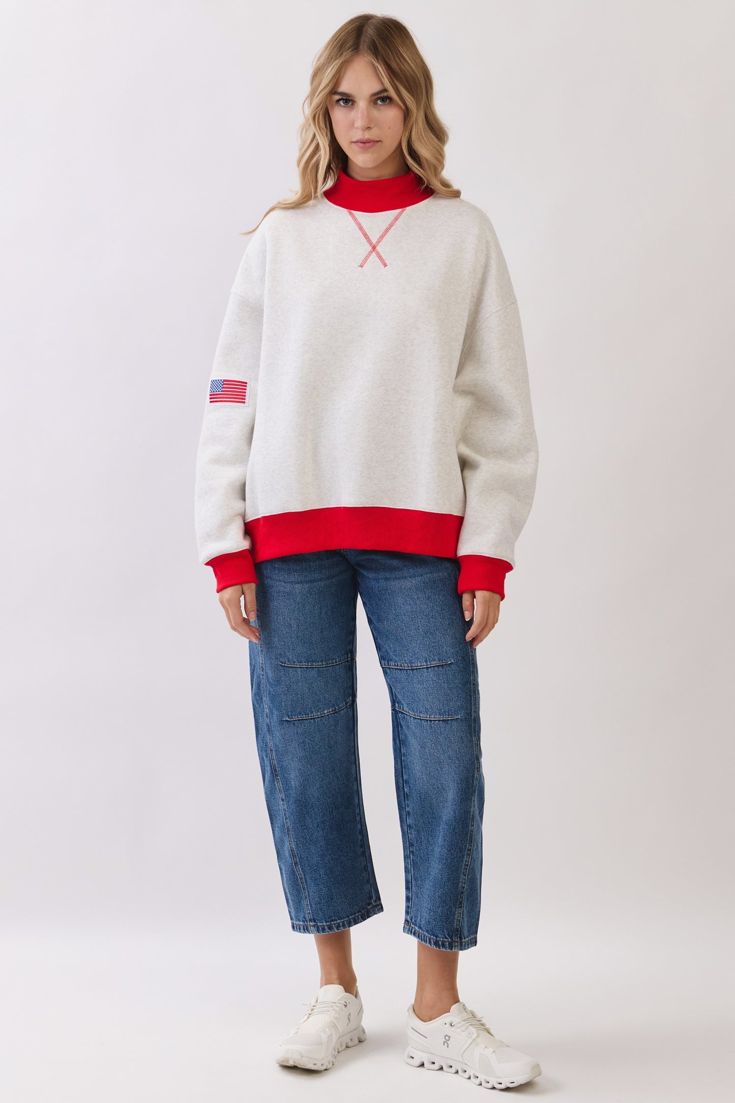 American Flag Mock Neck Sweater