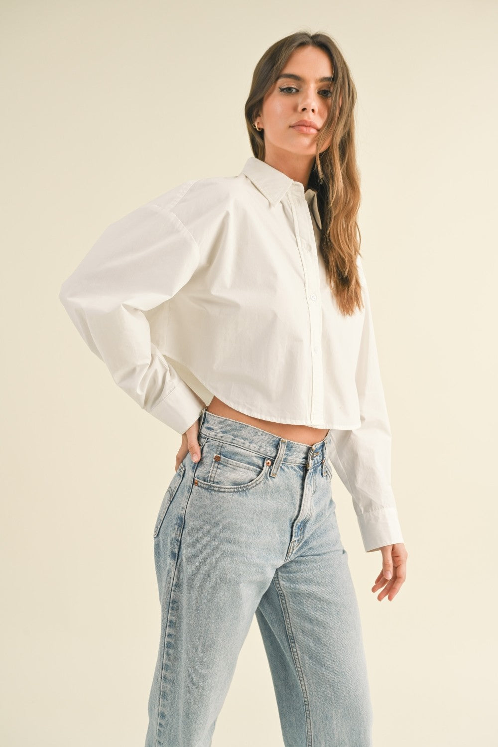 Angelina Cropped Button Down Shirt