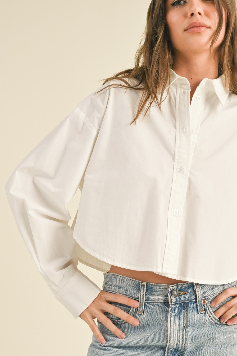 Angelina Cropped Button Down Shirt