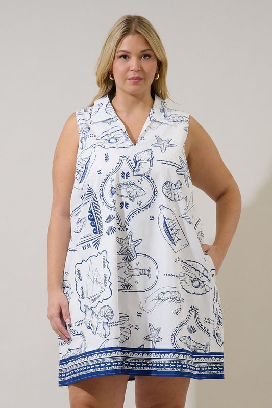 Balley Sea Shift Mini Dress-Curvy