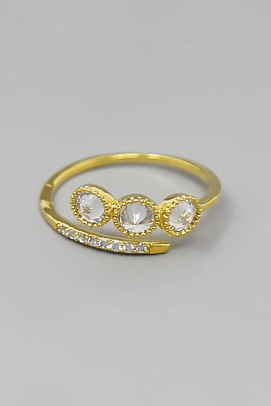 Bezel CZ Stone Adjustable Ring-Gold