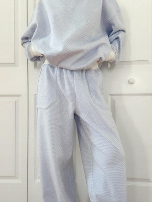 Blue And White Mini Striped Sweatpants