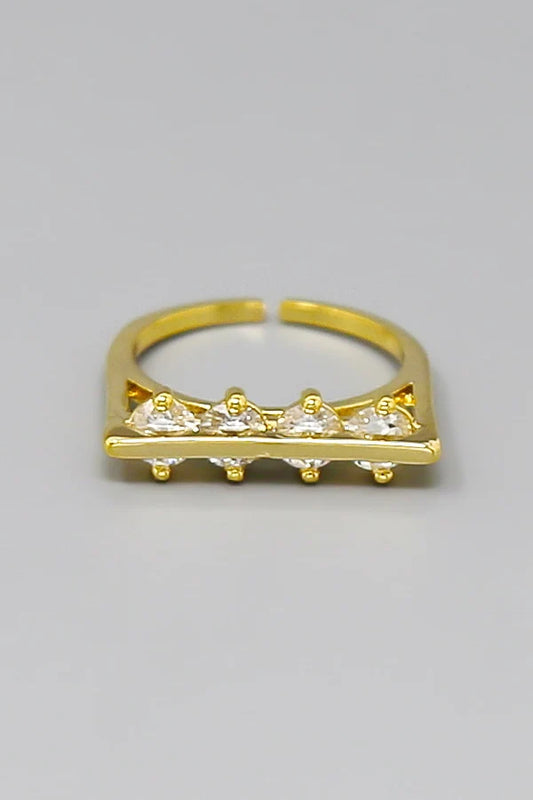 CZ Stone Bar Adjustable Ring-Gold