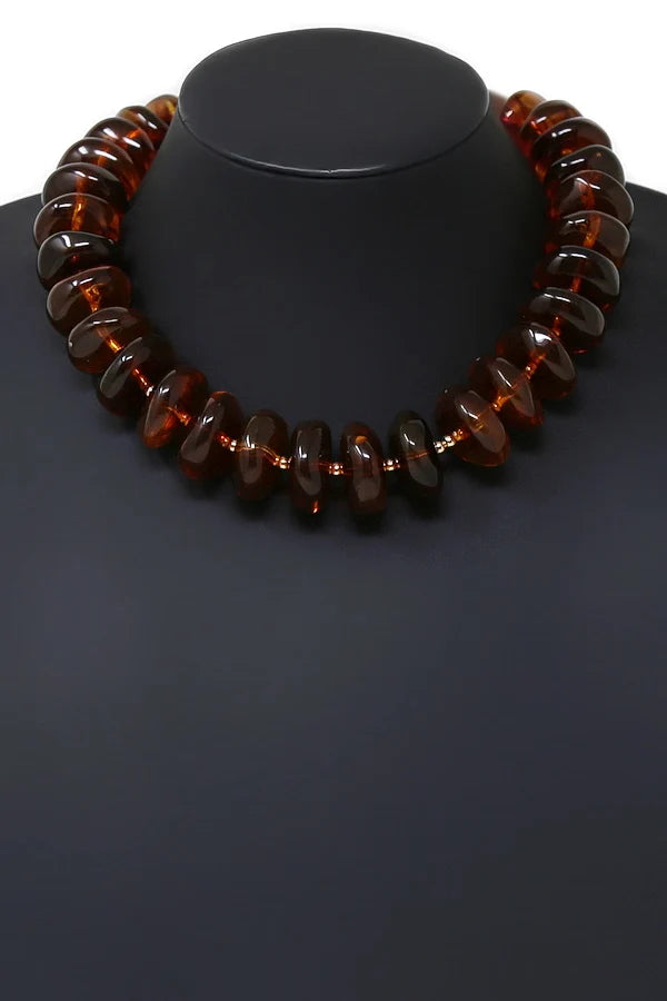 Chunky Marble Resin Beaded Short Necklace
