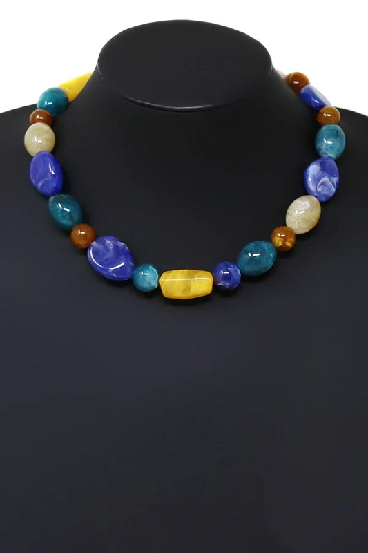 Chunky Resin Pebble Bead Statement Necklace