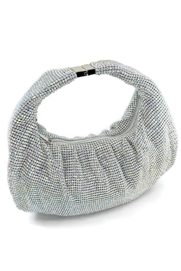 Crescent Shape Rhinestone Mesh Bag