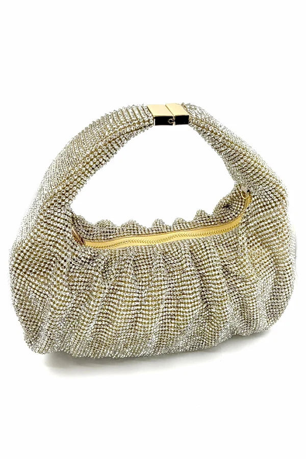 Crescent Shape Rhinestone Mesh Bag