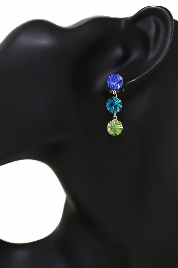 Crystal Triple Drop Earrings