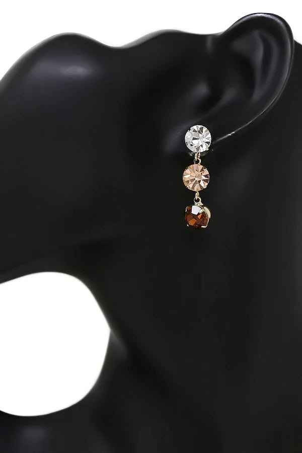 Crystal Triple Drop Earrings