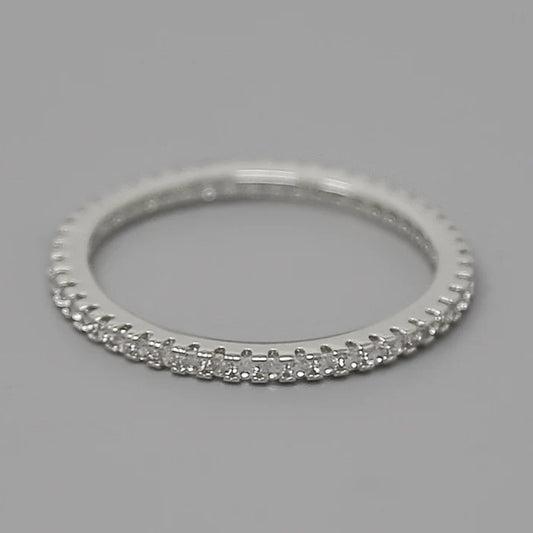 Cubic Zirconia Pave Gold Dipped Ring-Silver