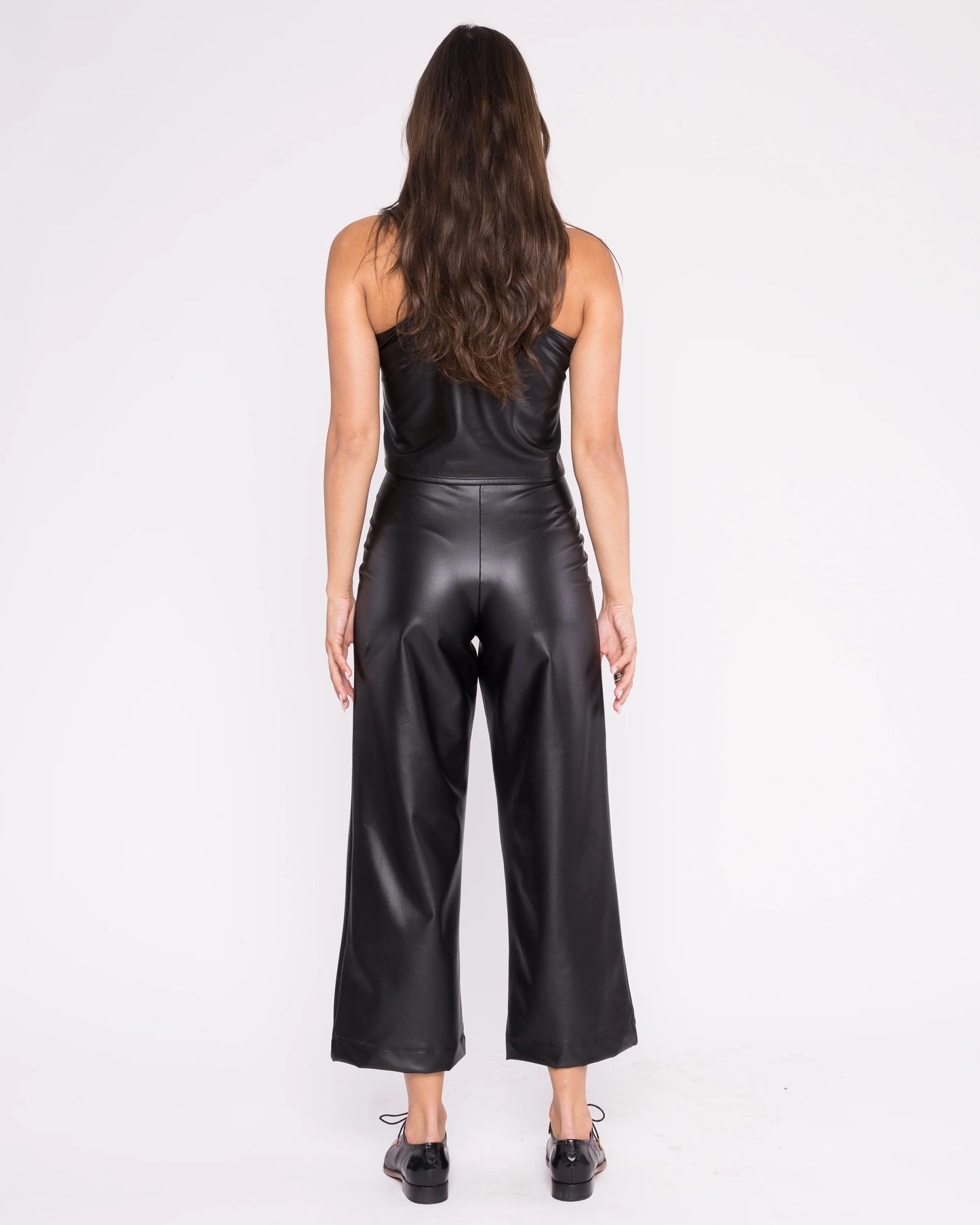 Vegan Leather Straight Leg Pant-Cropped