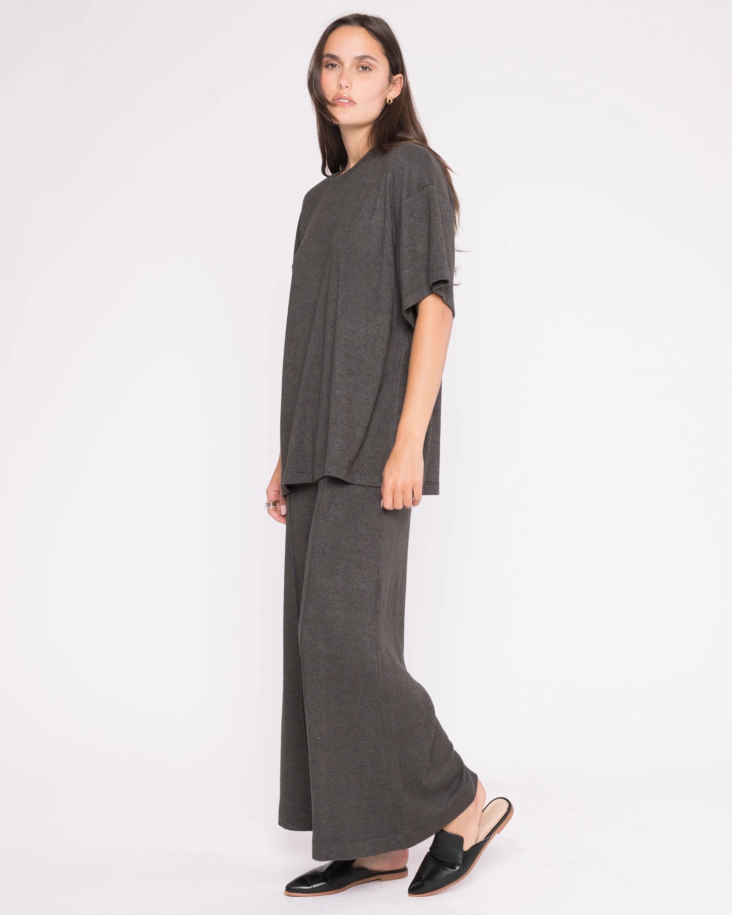 Sweater Knit Wide Leg Pant - Cropped