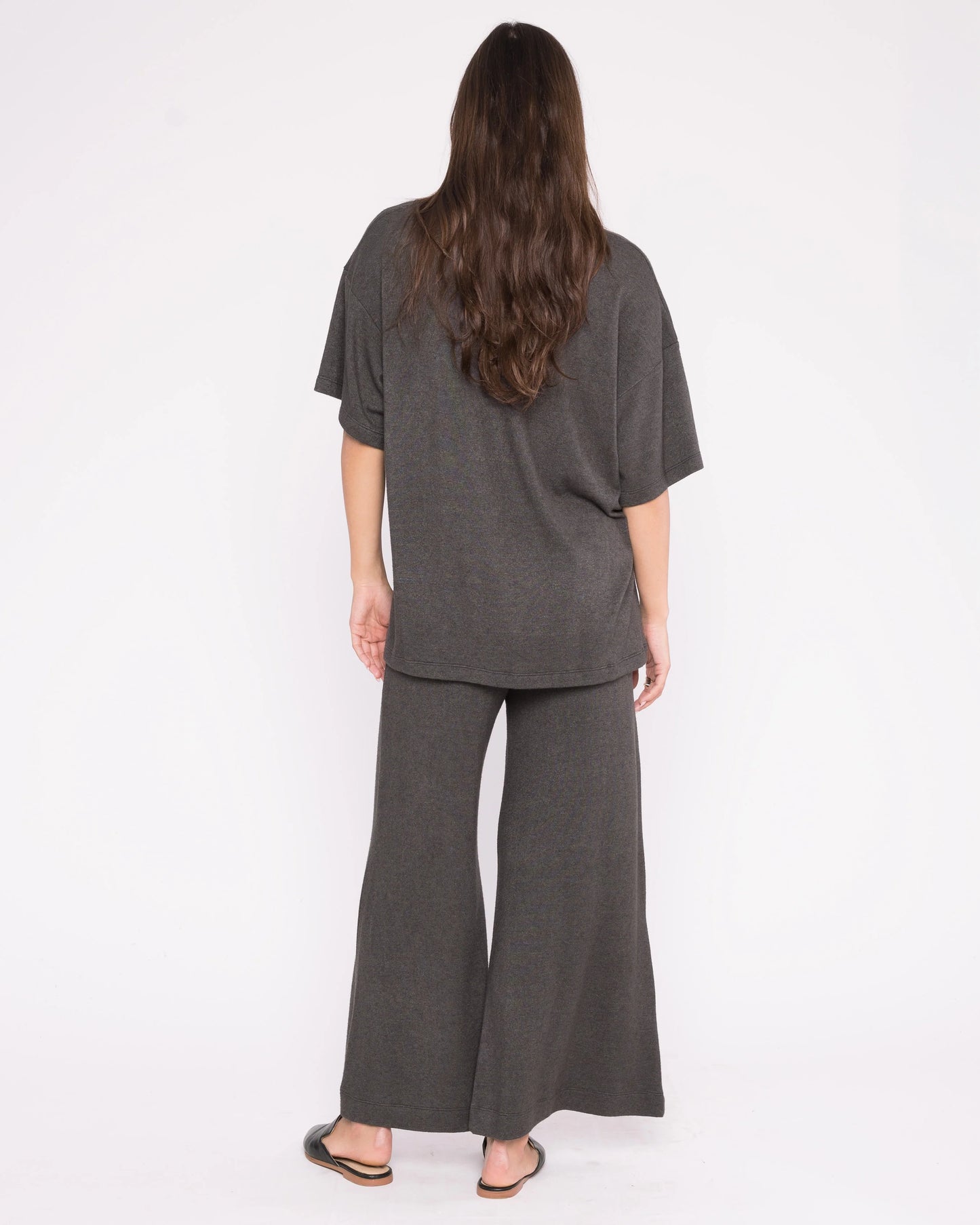 Sweater Knit Wide Leg Pant - Cropped
