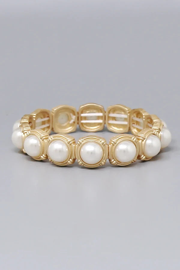 Faceted Stone Accent Bezel Stretch Bracelet