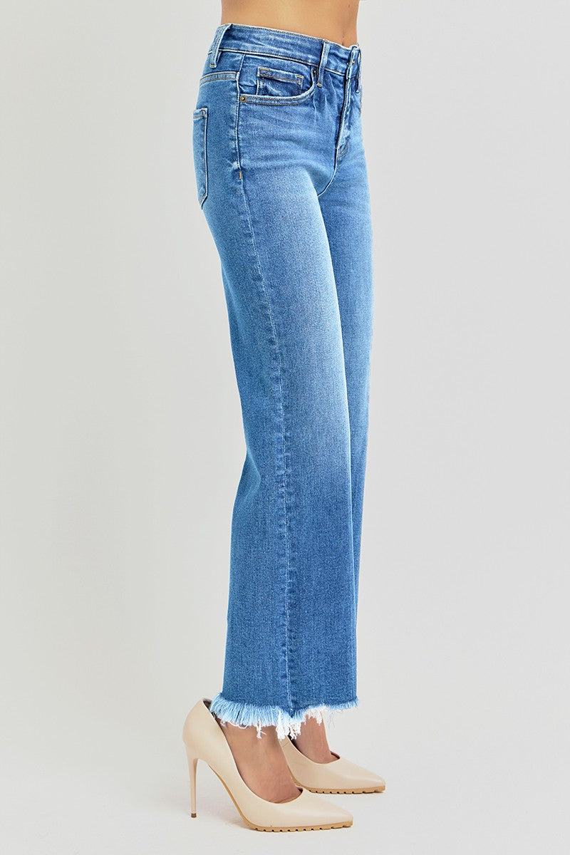Fiona Fray Bottom HR Ankle Straight Jeans