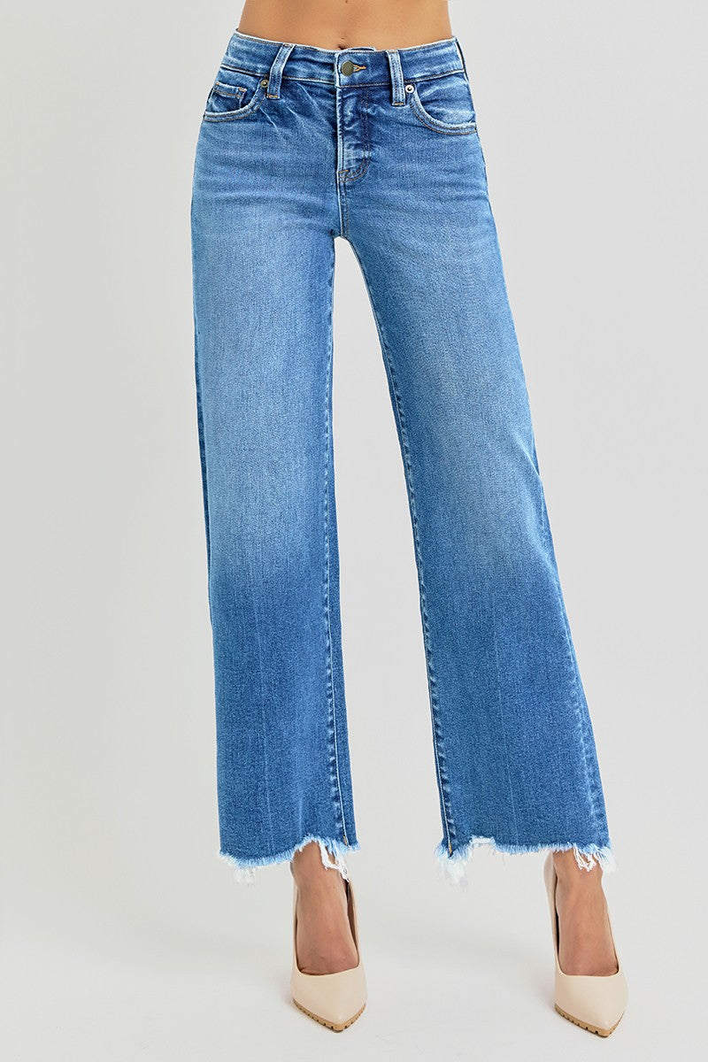 Fiona Fray Bottom HR Ankle Straight Jeans