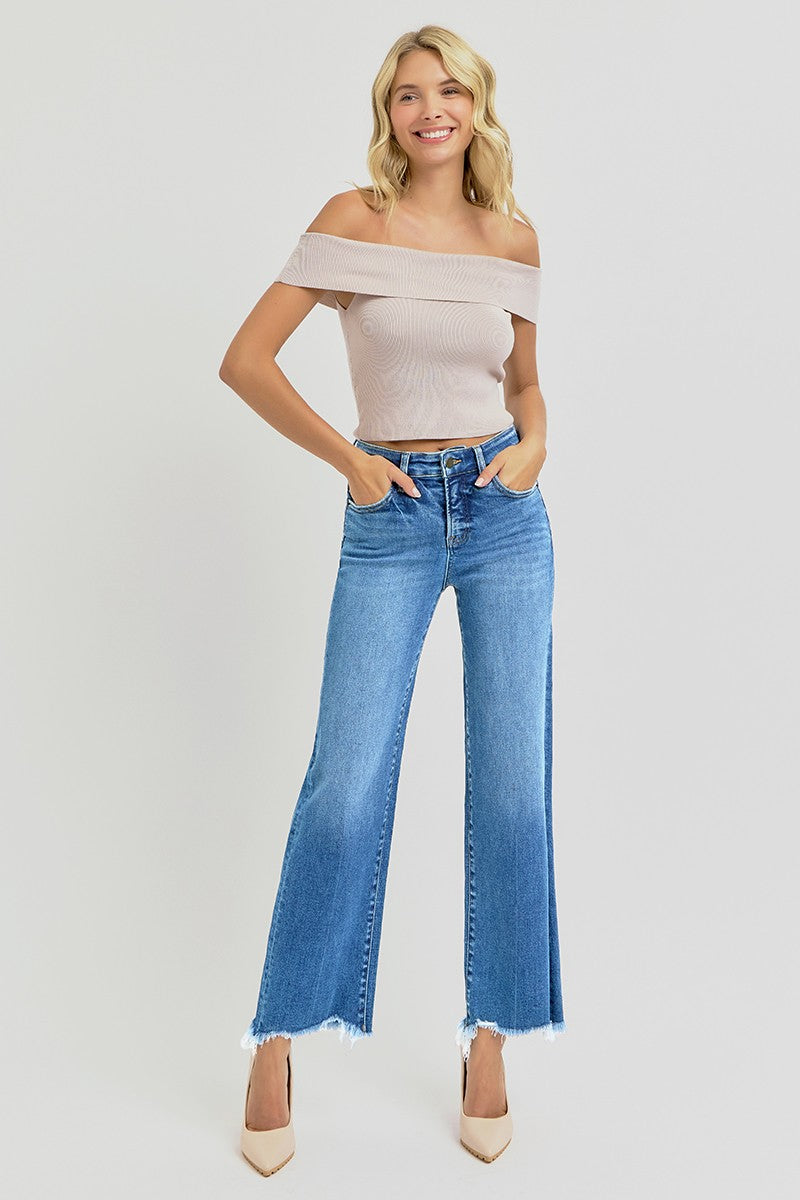 Fiona Fray Bottom HR Ankle Straight Jeans