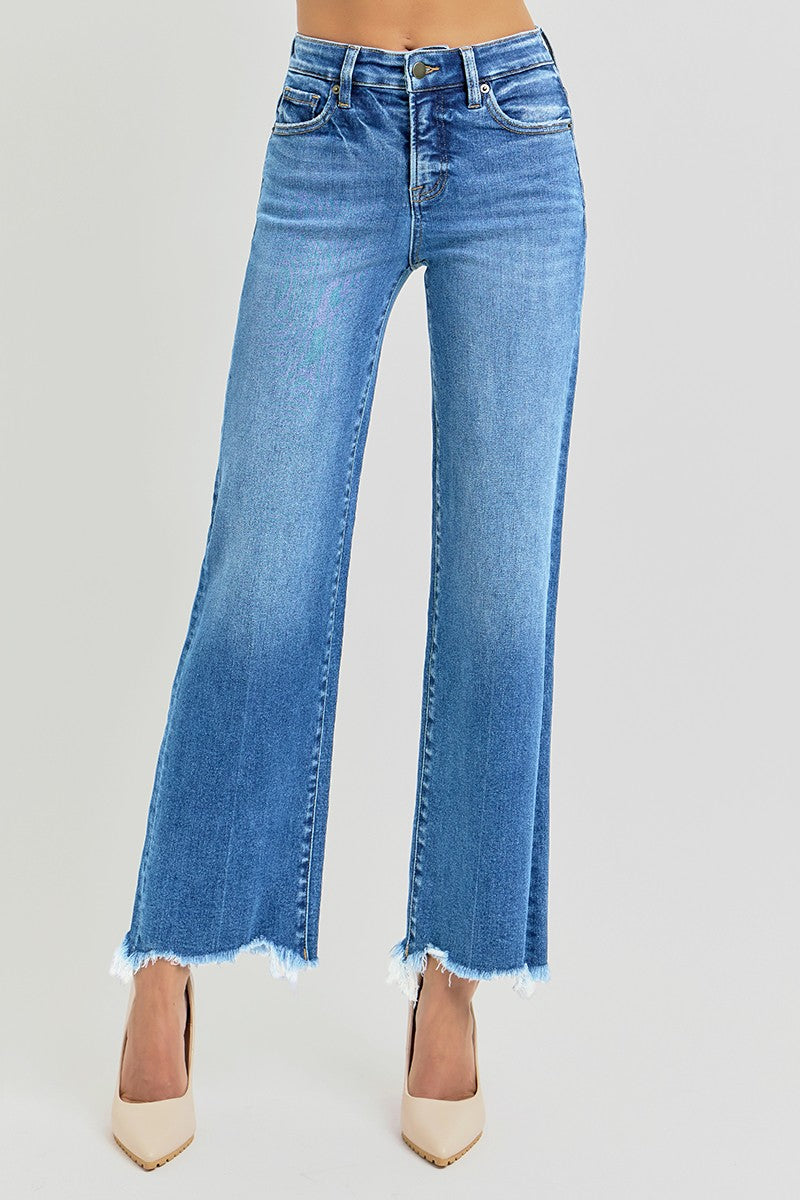 Fiona Fray Bottom HR Ankle Straight Jeans