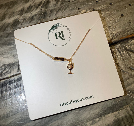 Wine Glass & Bottle Necklace