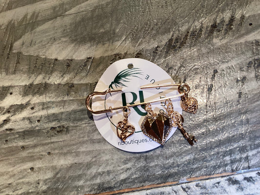 Charm Safety Pin Brooch