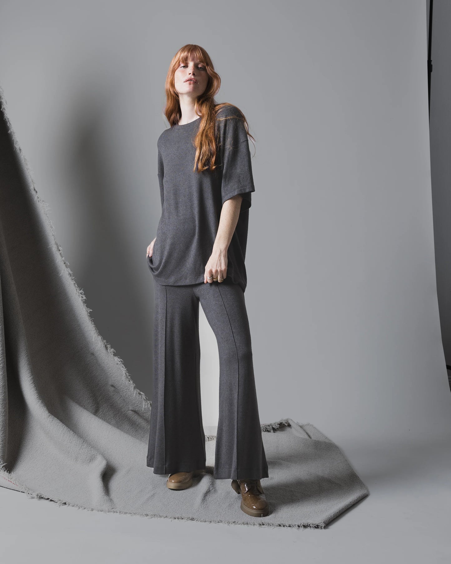 Sweater Knit Wide Leg Pant - Cropped