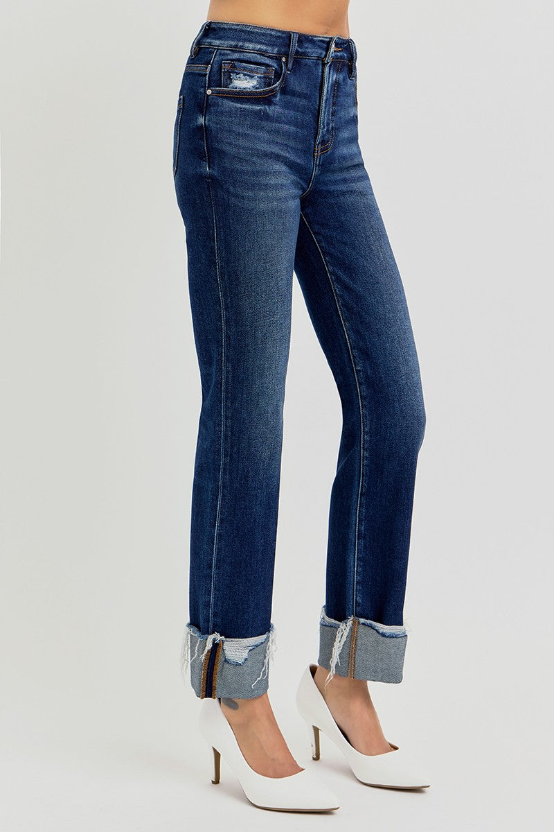 HR Crop Straight-Cuffed Jeans-Curvy