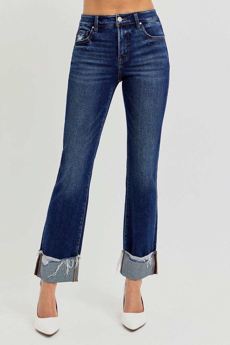 HR Crop Straight-Cuffed Jeans-Curvy