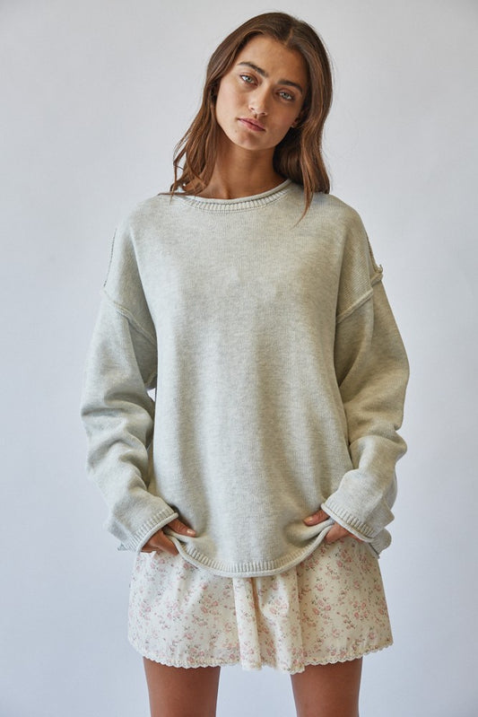 inside out roll neck pullover sweater