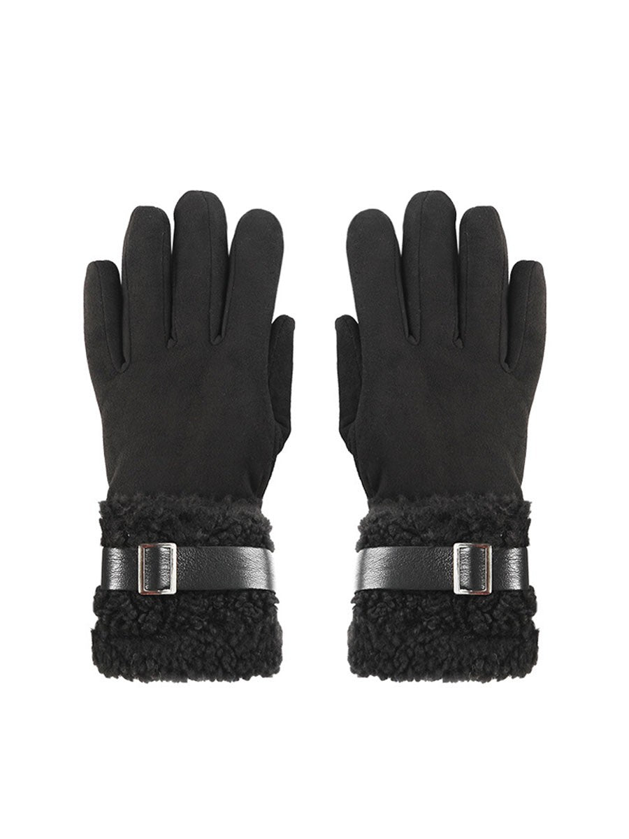 Velvet & Sherpa Cuff Touchscreen Gloves