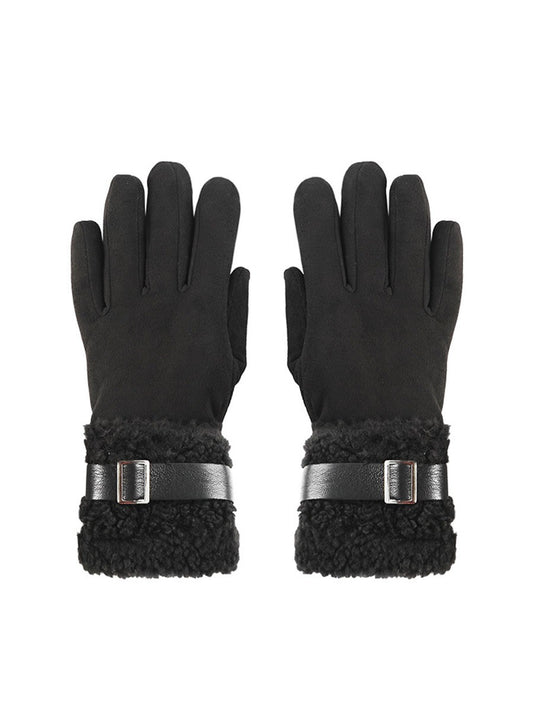 Velvet & Sherpa Cuff Touchscreen Gloves
