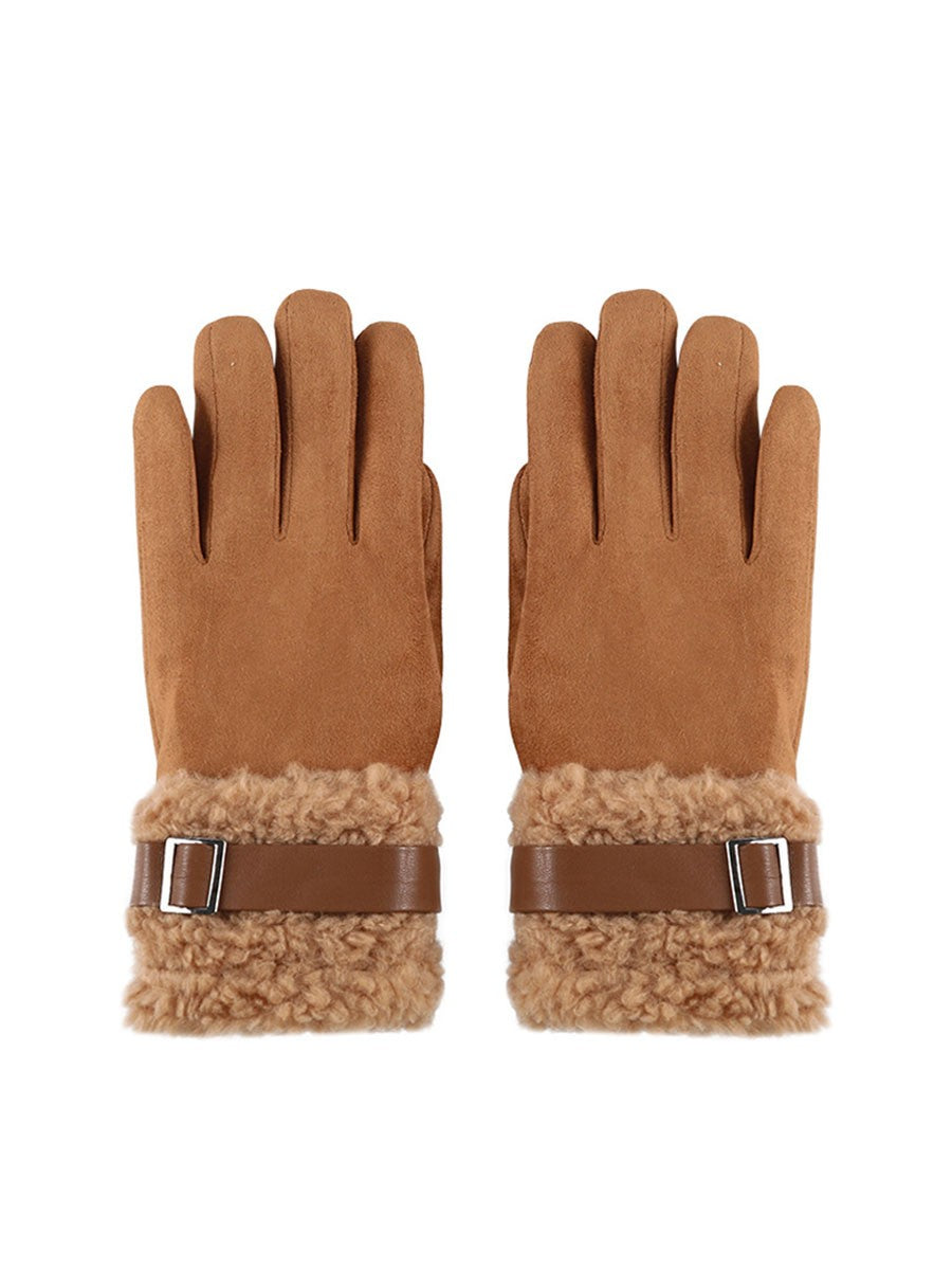 Velvet & Sherpa Cuff Touchscreen Gloves