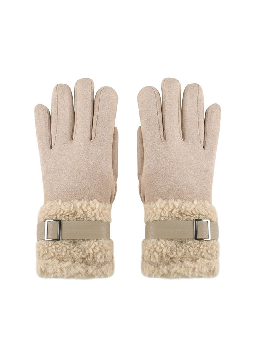 Velvet & Sherpa Cuff Touchscreen Gloves