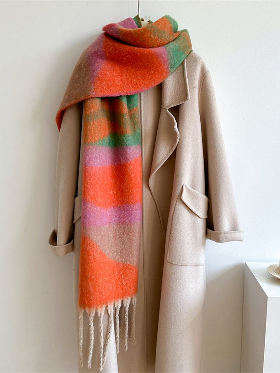 Simple Contrast Blanket Scarf