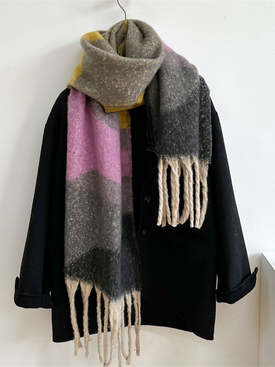 Simple Contrast Blanket Scarf