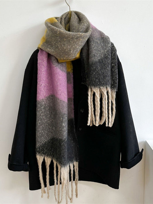 Simple Contrast Blanket Scarf