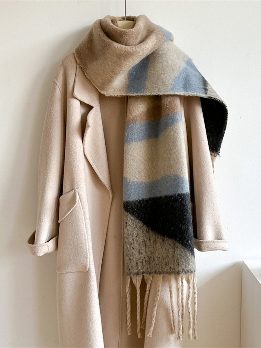 Simple Contrast Blanket Scarf