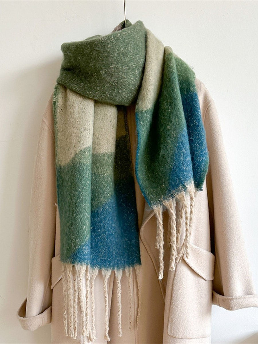 Simple Contrast Blanket Scarf