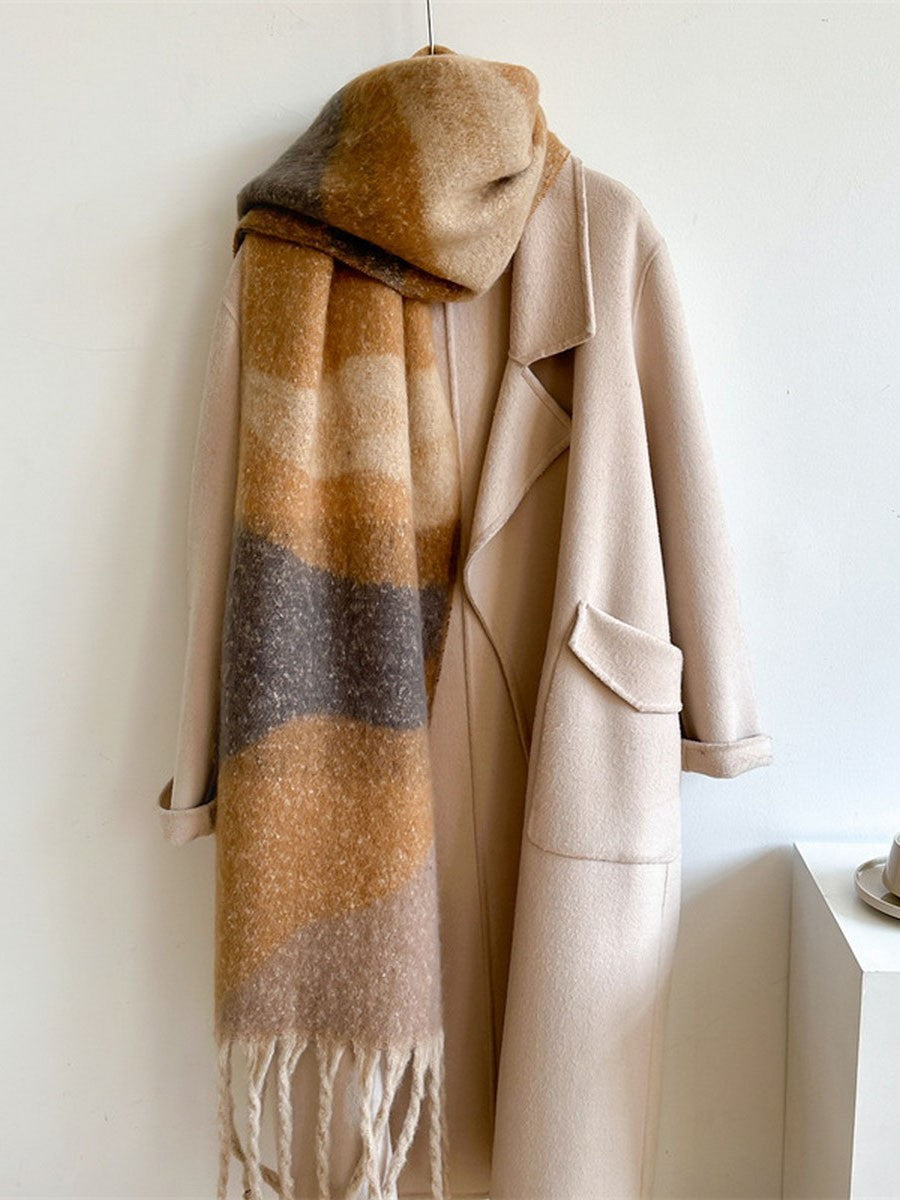 Simple Contrast Blanket Scarf