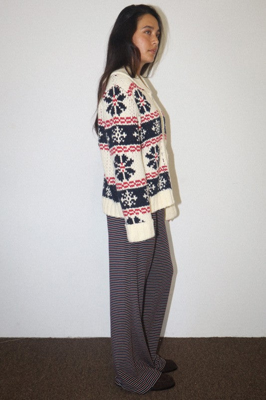 Fair Isle Zip Up Knit Cardi