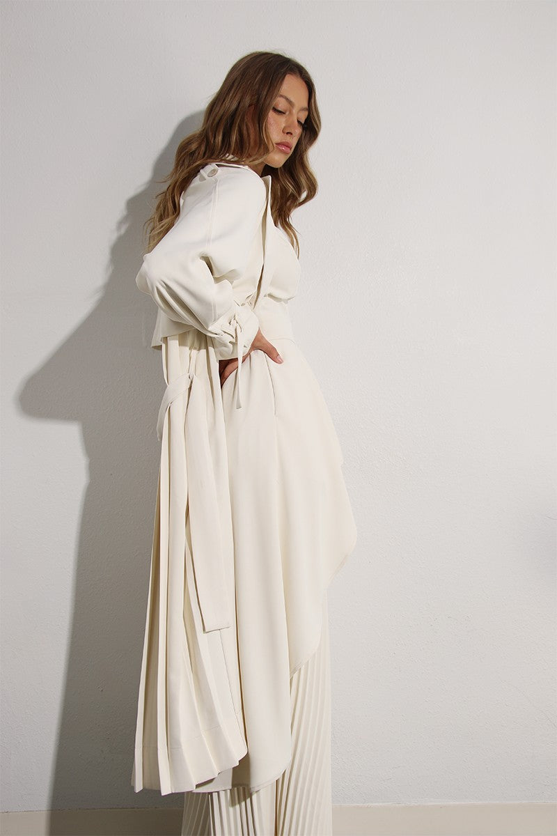 Karin back pleated trench coat