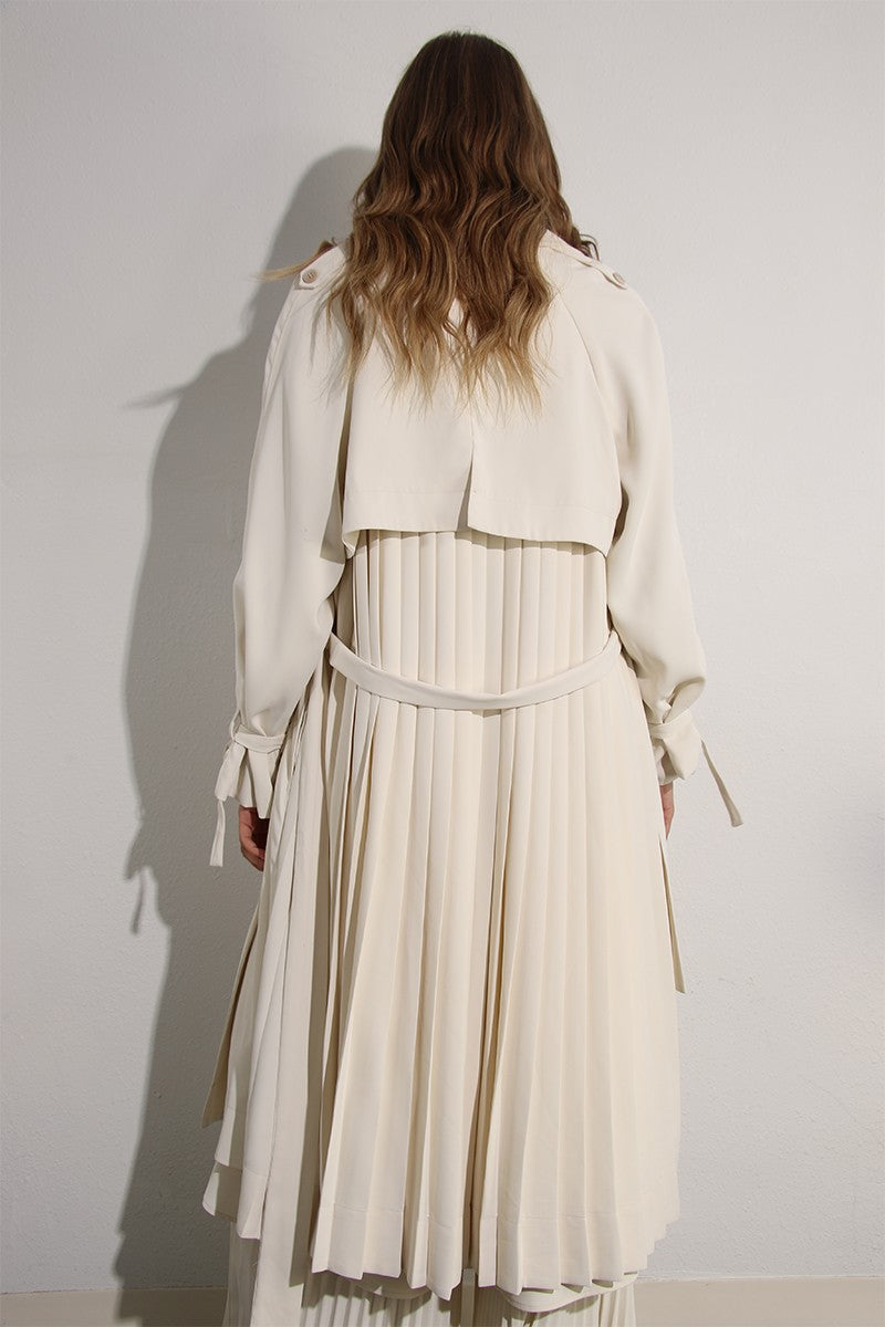 Karin back pleated trench coat