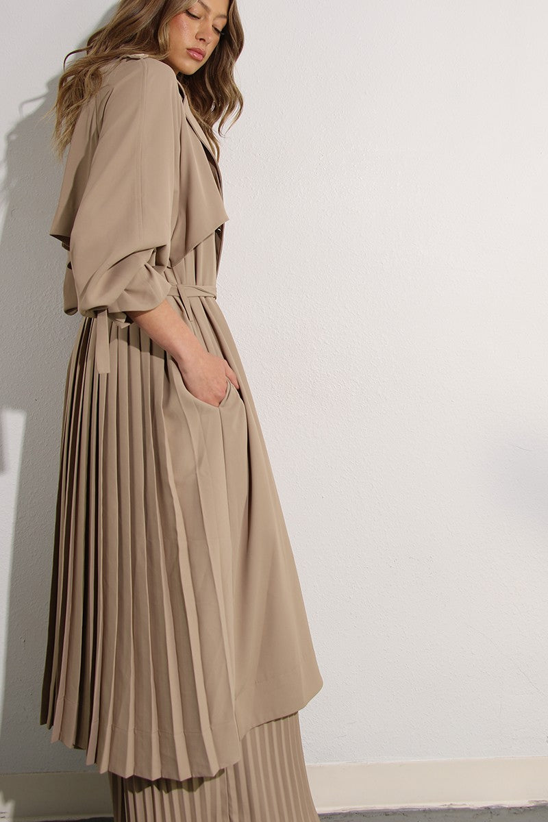 Karin back pleated trench coat