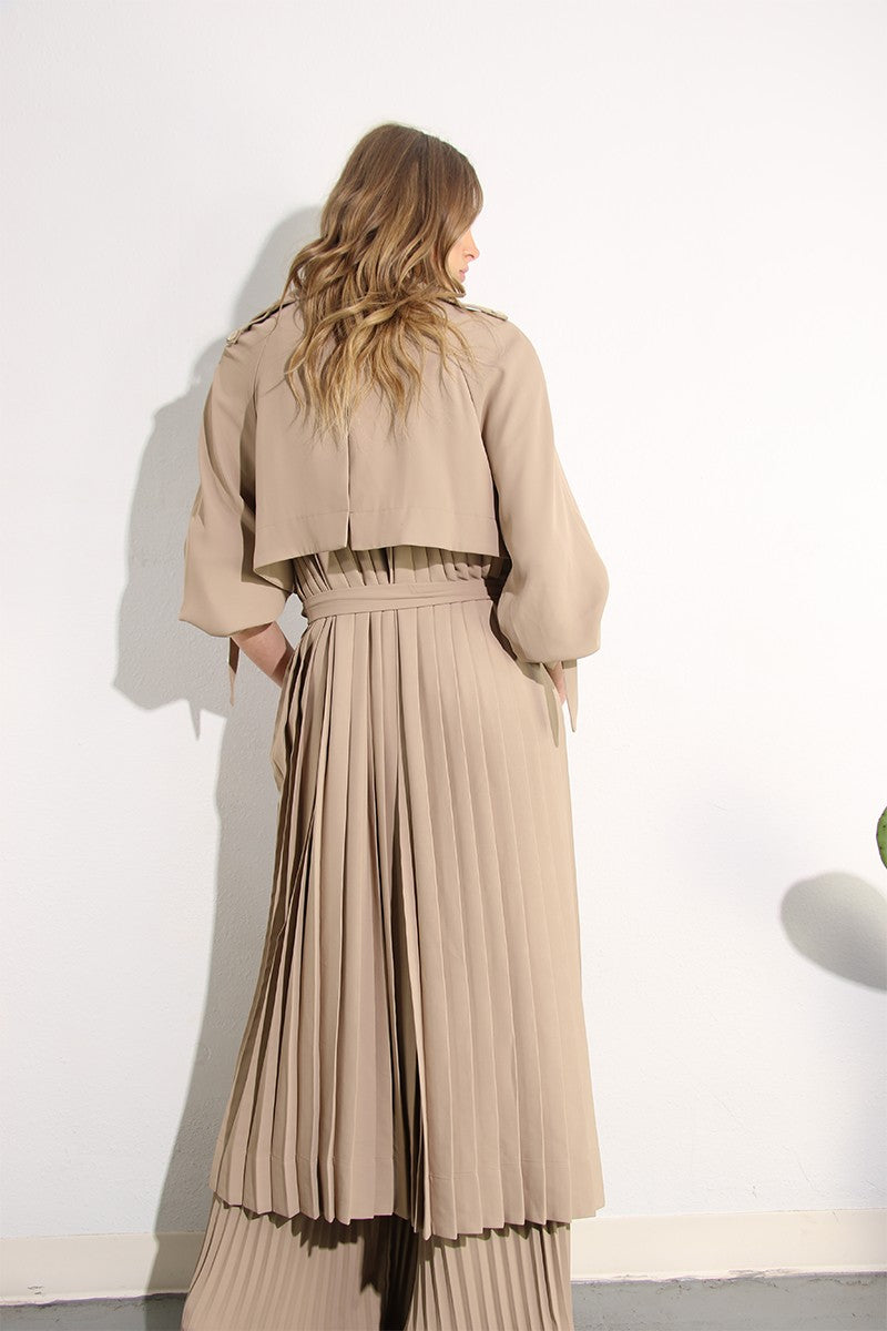 Karin back pleated trench coat