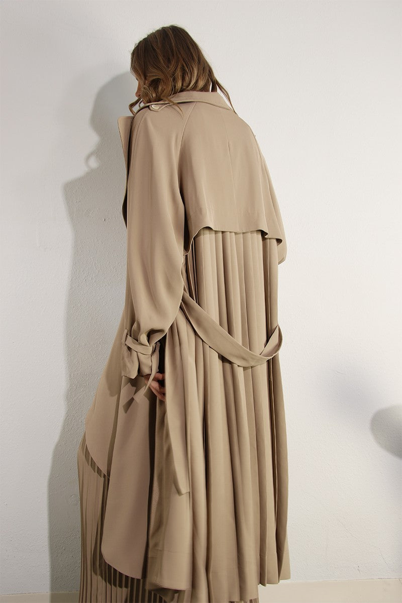 Karin back pleated trench coat